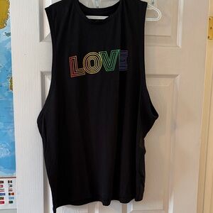 George Black Tank Top with Rainbow LOVE Print